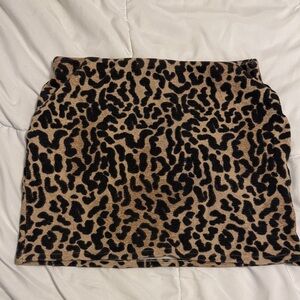 Zara Black and Brown Animal Print Mini Skirt